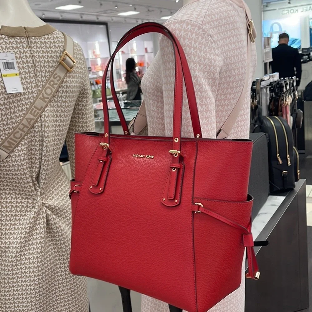 MICHAEL KORS VOYAGER FLAME EAST WEST TOTE LEATHER 30H1GV6T8L NWT
